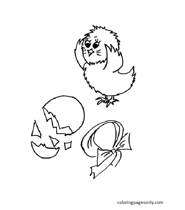 New Born Chick Coloring Page