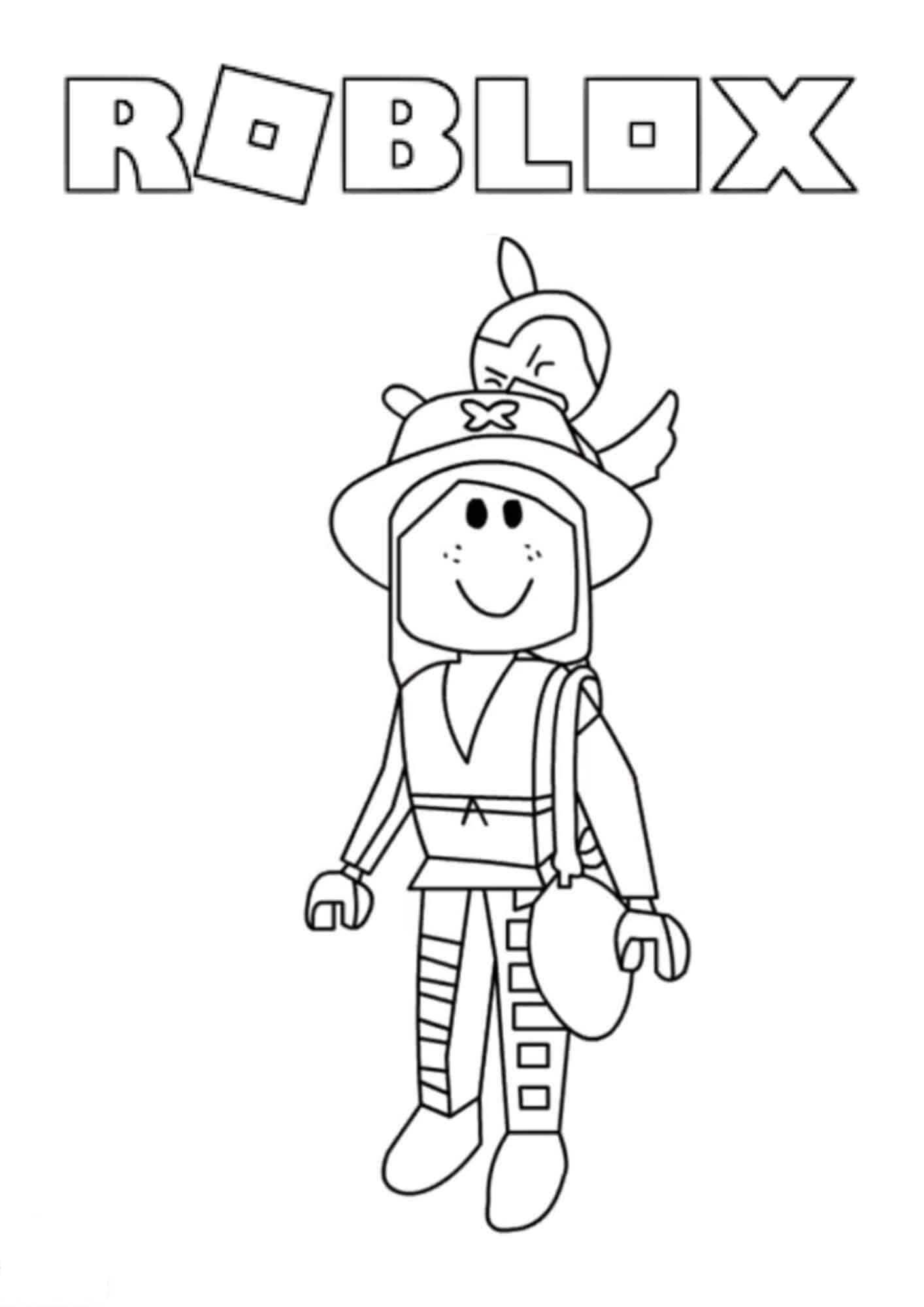Roblox girl brings her hand bag Coloring Page