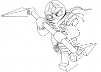 Ninjago Lloyd uses The Double-Bladed Scythe Coloring Page