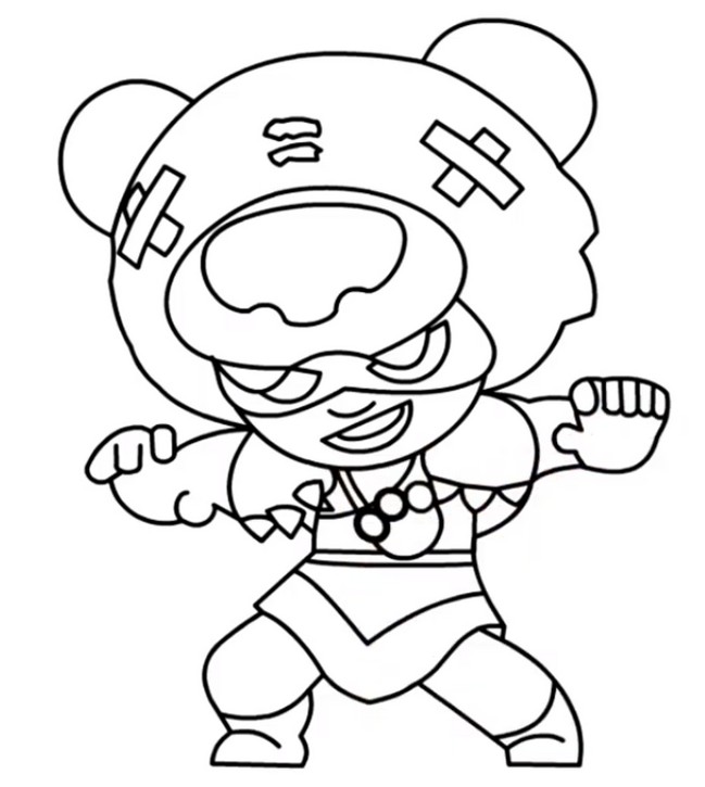 Nita summons a massive bear to fight by her side in Brawl Stars Coloring Page