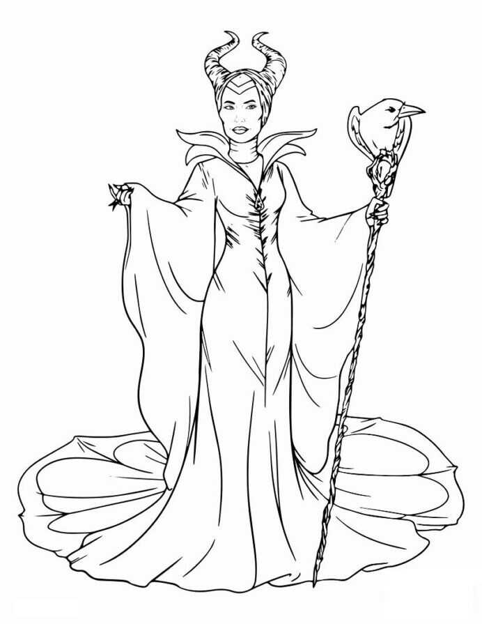 Maleficent in Descendants unleashes the full brunt of her wrath with a smile Coloring Pages