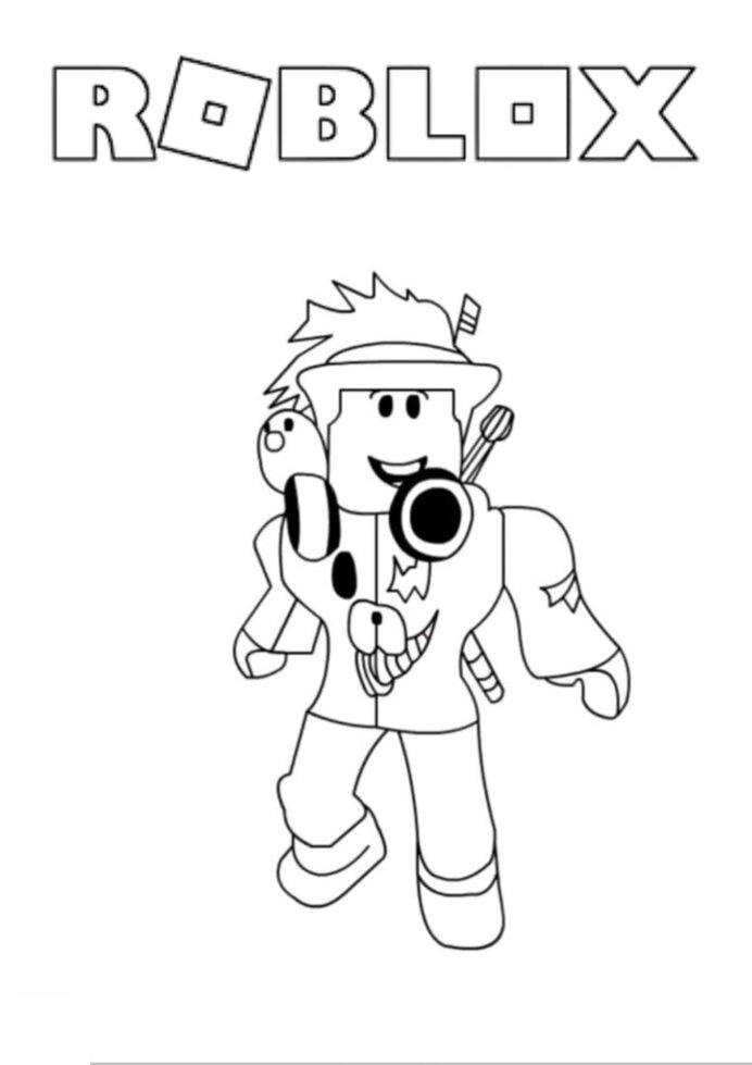 Roblox male listens to music by headphone Coloring Page