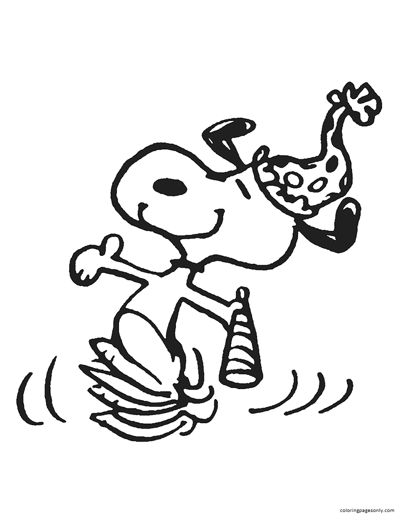 Pagina da colorare di Snoopy per feste