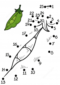 Connect the dots peas vegetable for children Coloring Pages