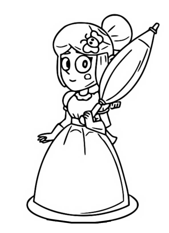 Princess Piper from Brawl Stars holds an umbrella Coloring Page