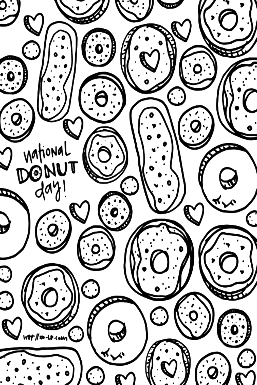 Dibujos para colorear de Donuts imprimibles de Donut