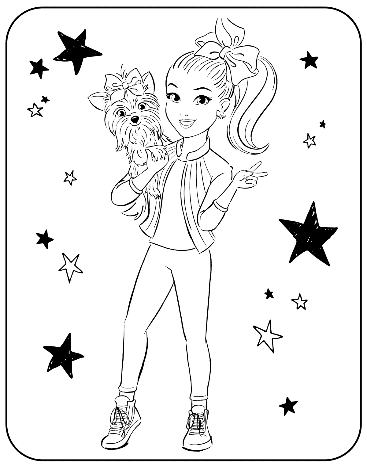 Active sport Bow Bow and Jojo Siwa play together Coloring Page