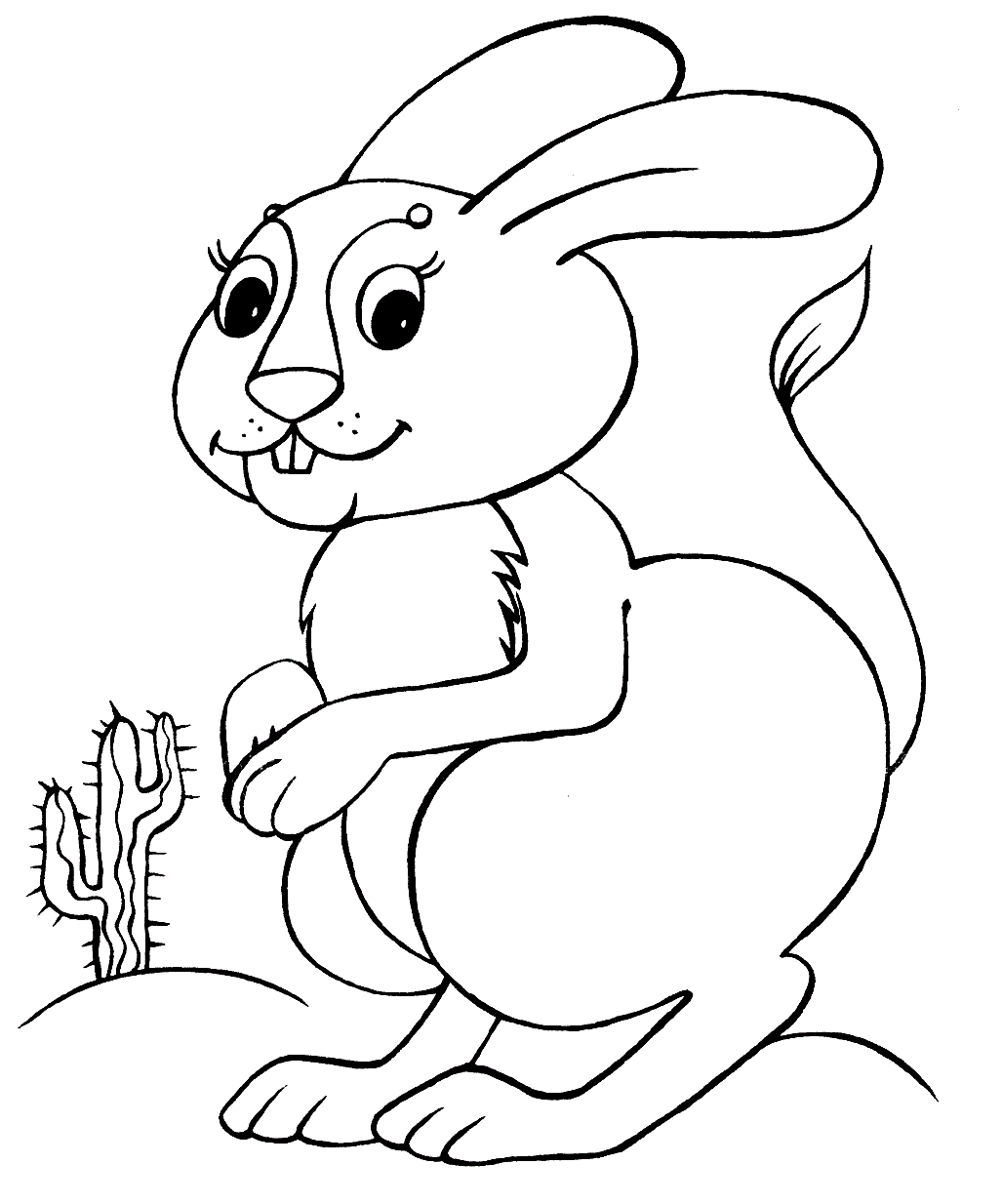 Coniglio e cactus Saguro nel deserto di Bunny