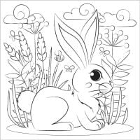 How to draw bunny in the forest Coloring Pages