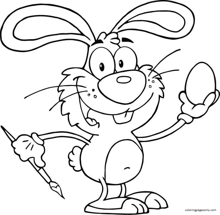 Il coniglio disegna l'uovo dal coniglietto