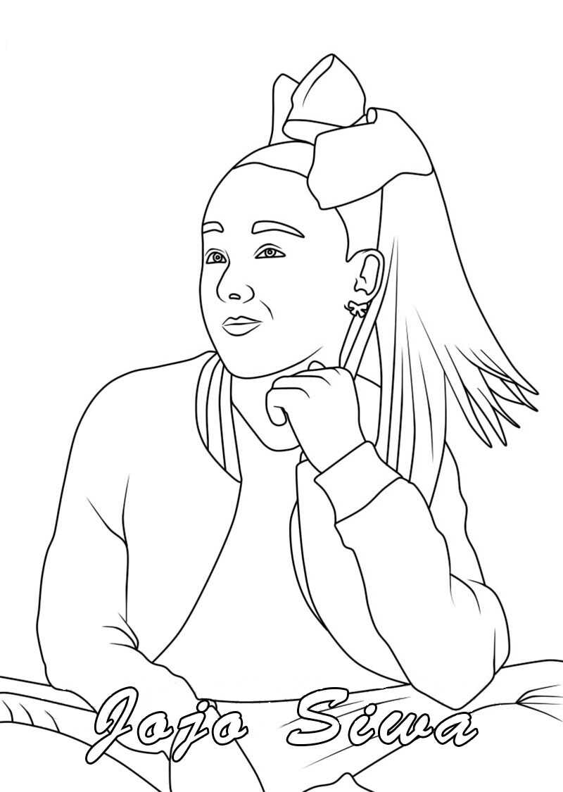 Jojo Siwa sitting and thinking of her career Coloring Page