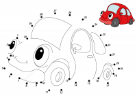 Connect the dots red car 1 to 30 Coloring Pages