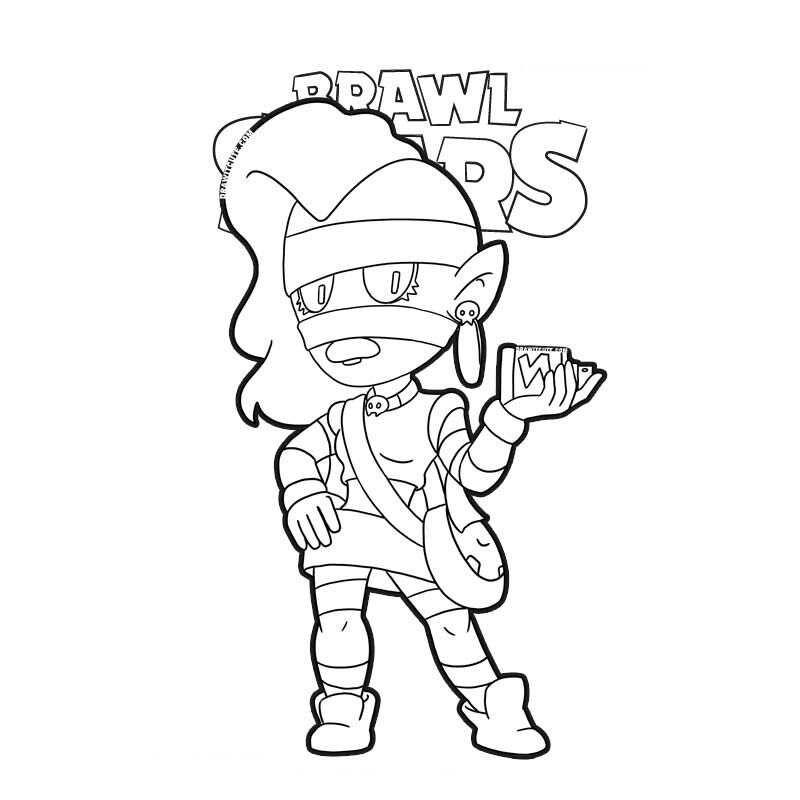 Emz from Brawl Stars gives you a blast of her hair spray Coloring Page