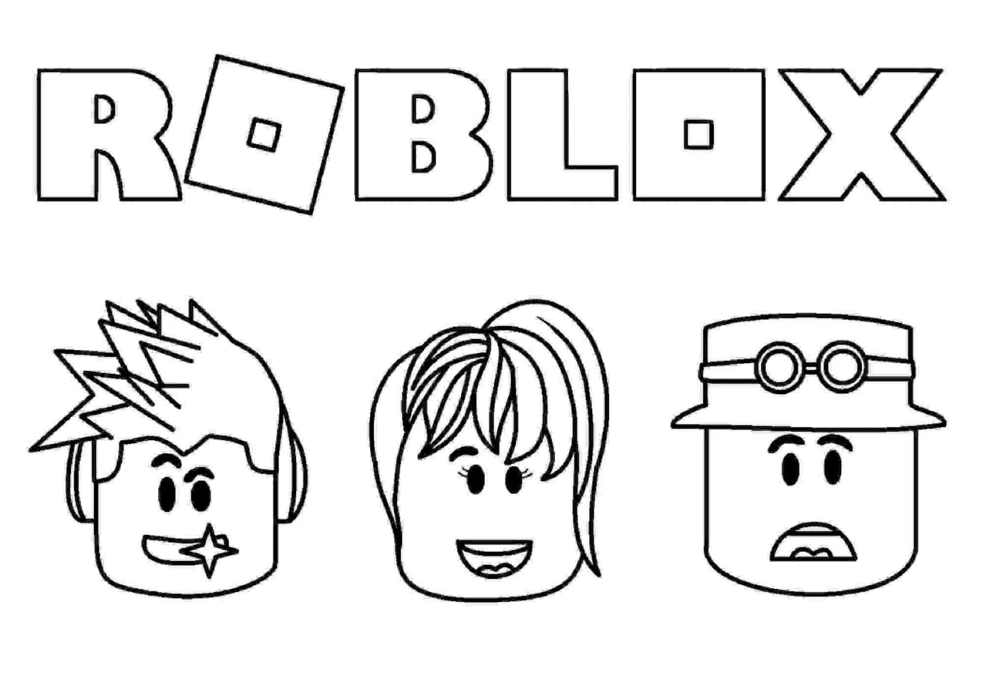 Roblox logo with main characters Coloring Page Free Printable