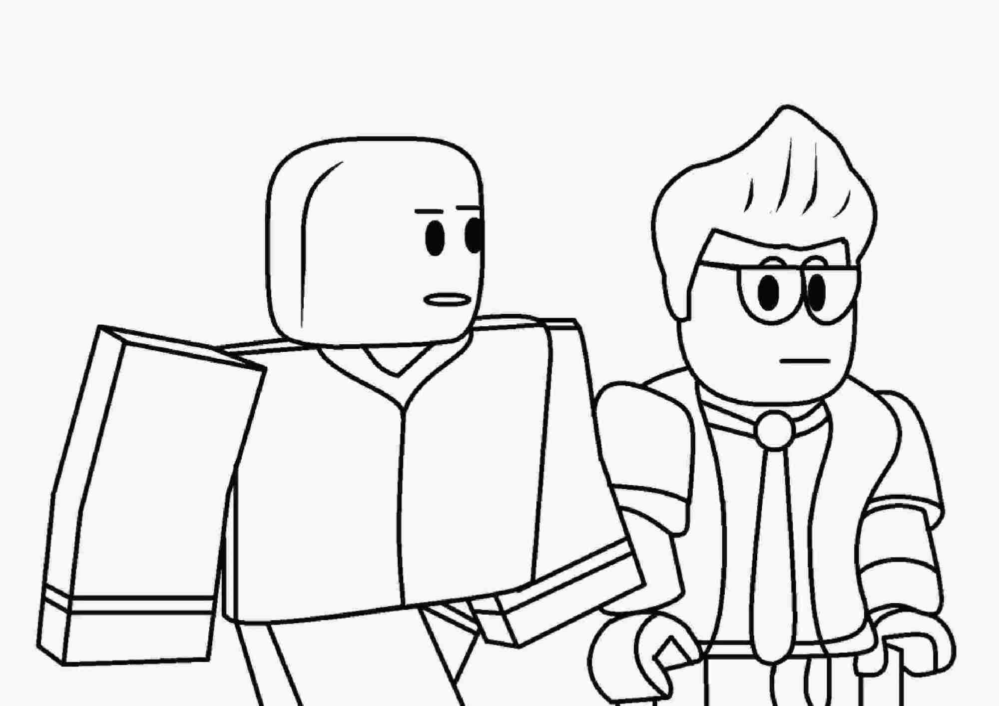 Roblox Noob and Businessman walk around Coloring Pages - Lego Coloring
