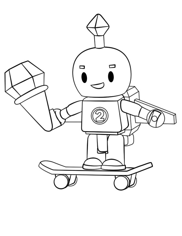Chibi Roblox rides a skateboard and eats ice cream from Roblox