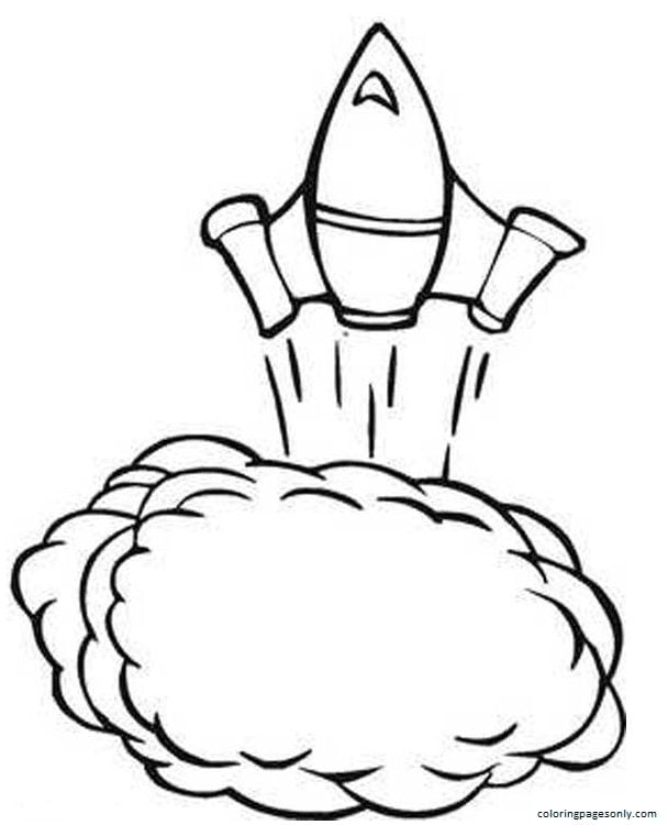 Rocket Passing Trough The Cloud Coloring Page