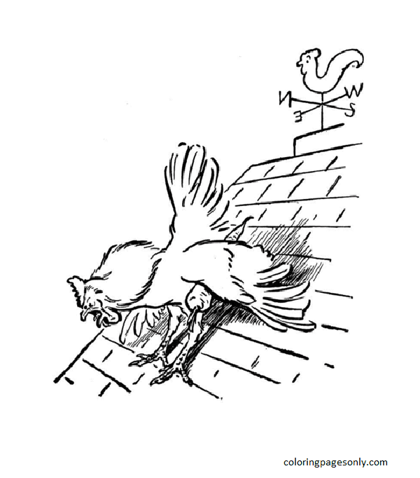 Rooster and Wind rooster Coloring Page