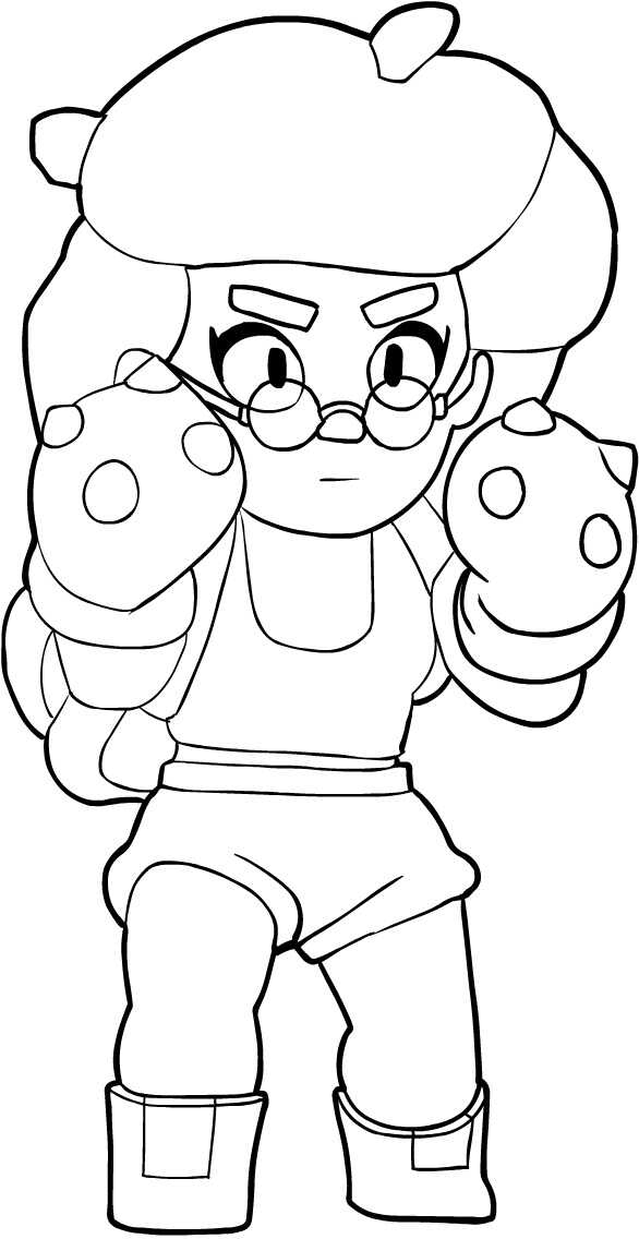 Brawl Stars Rosa Attacks In A Flurry Of Three Short-ranged Punches With Her Boxing Gloves Coloring Pages