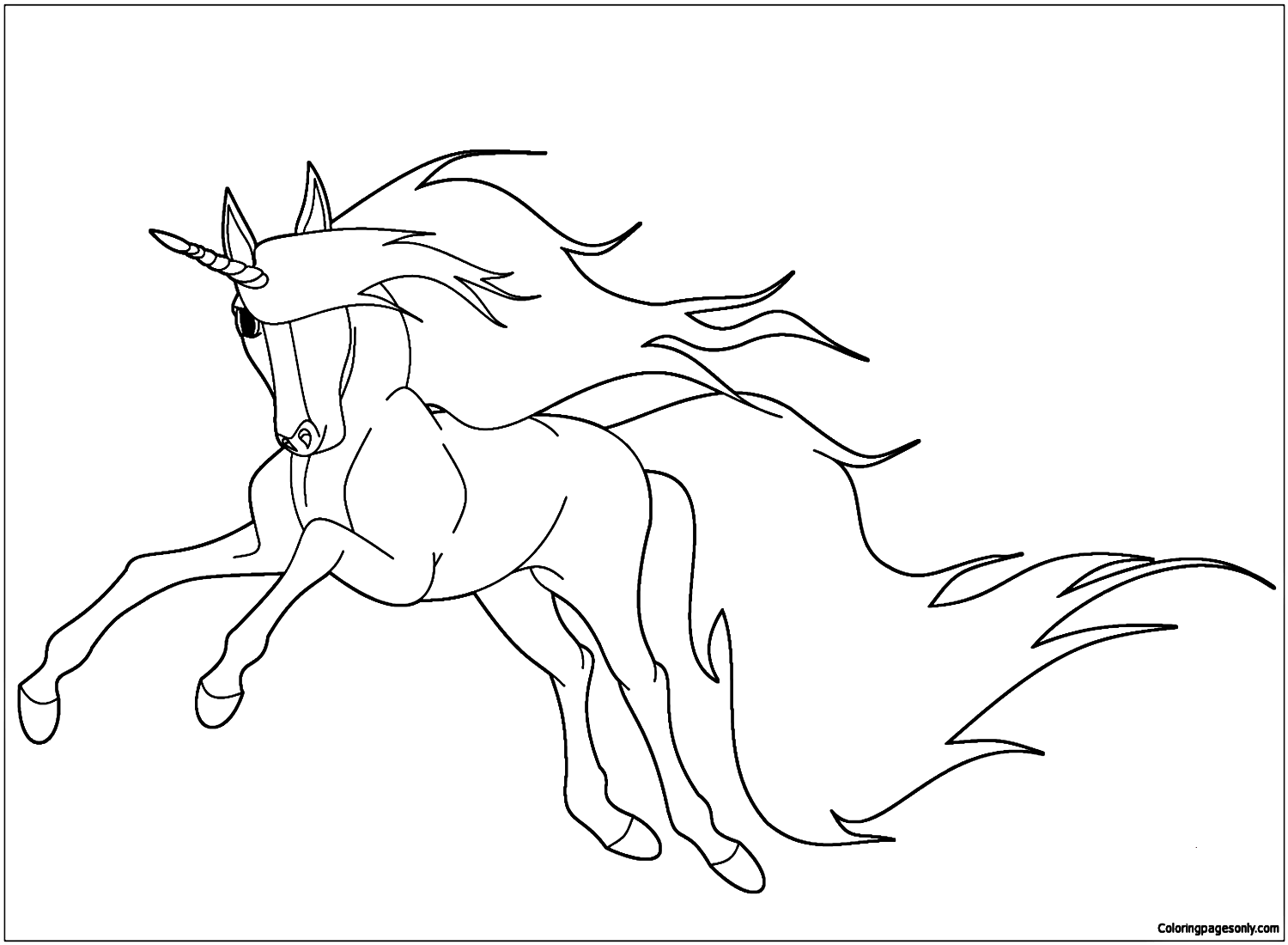 Running Unicorn Coloring Page