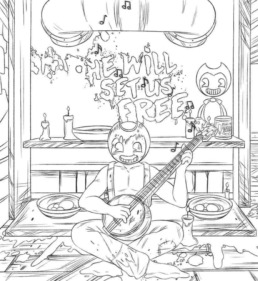Sammy Lawrence will set us free from Bendy and the Ink Machine Coloring Page