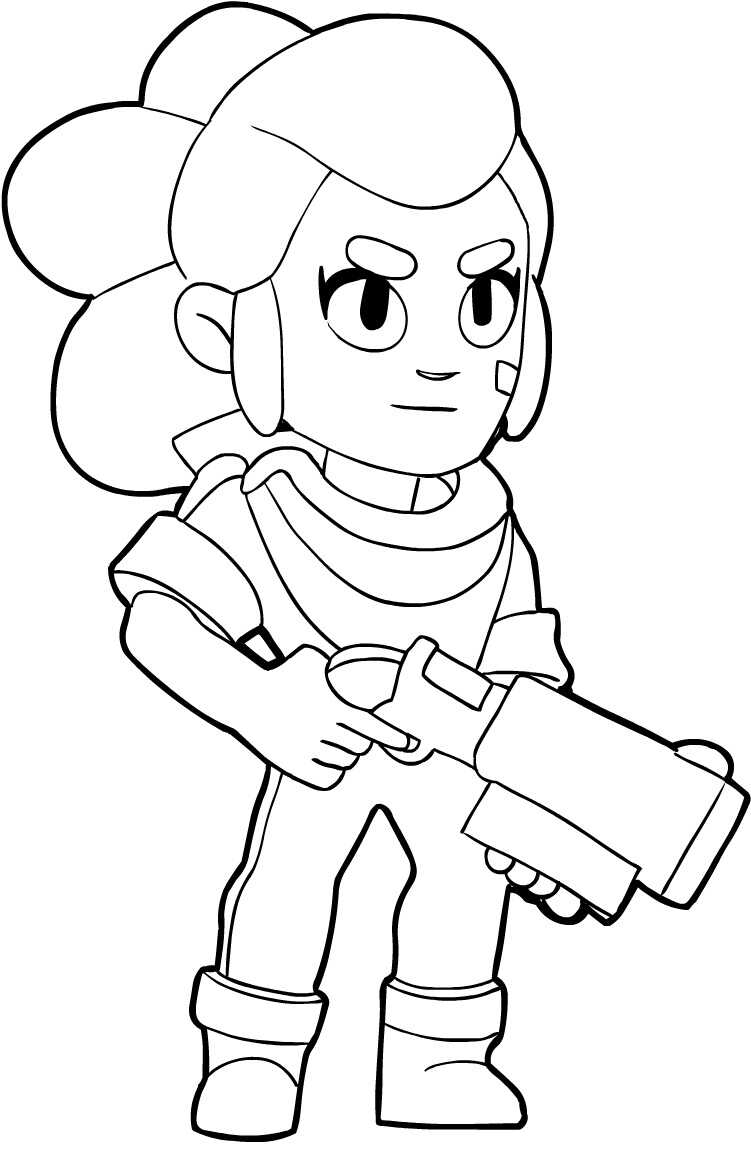 Shelly from Brawl Stars has a spread-fire shotgun blasts Coloring Page
