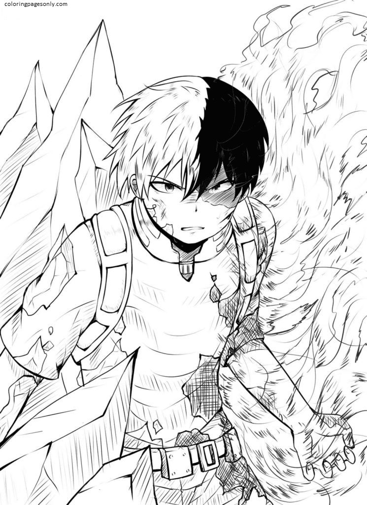 Shoto Todoroki In MHA Coloring Page