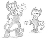 Sketch drawing Bendy by pencil from Bendy and the Ink Machine Coloring Pages
