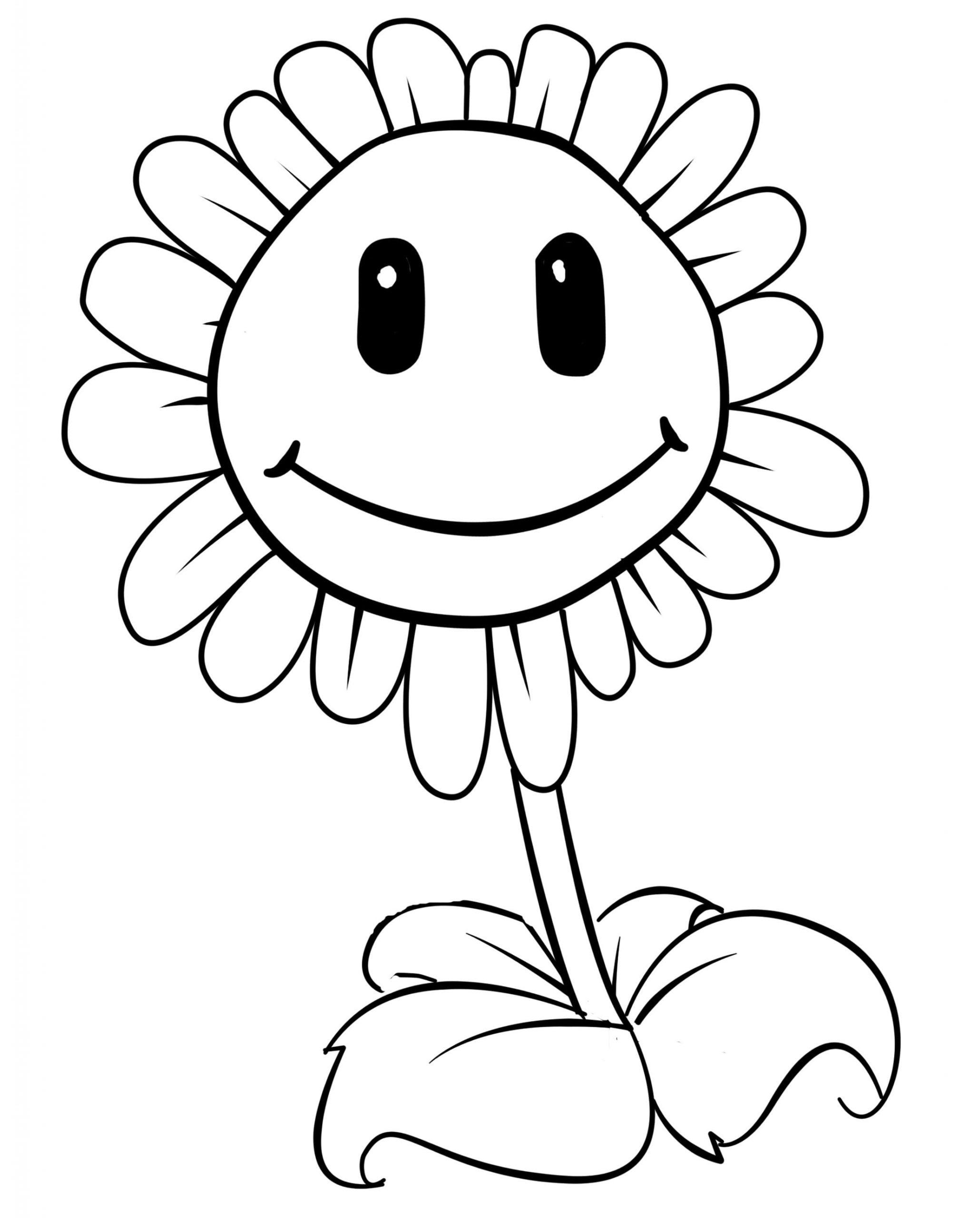 Smiling Sunflower Coloring Pages - Plants vs Zombies Coloring Pages -  Coloring Pages For Kids And Adults