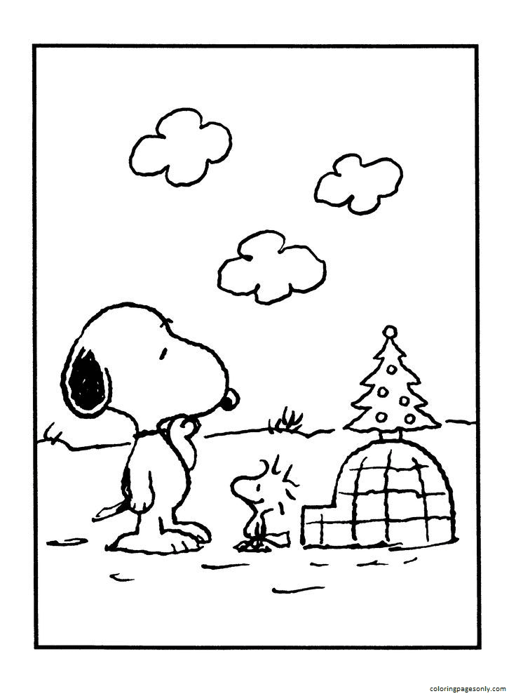 Pagina da colorare di Snoopy e Woodstock