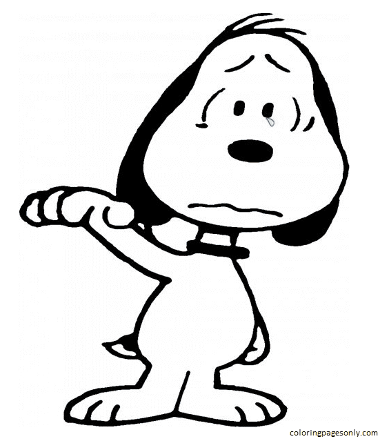 Pagina da colorare Snoopy triste