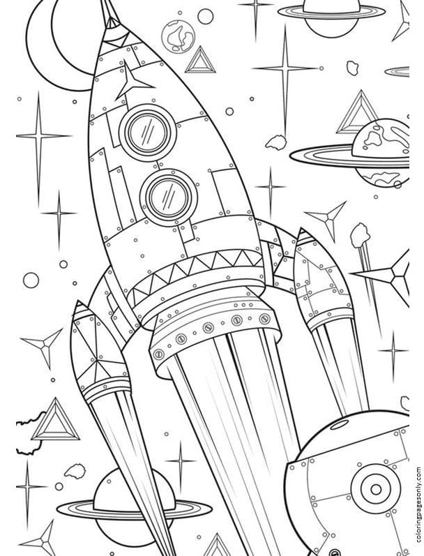 Space Rocket 5 Coloring Pages - Rocket Coloring Pages - Coloring Pages