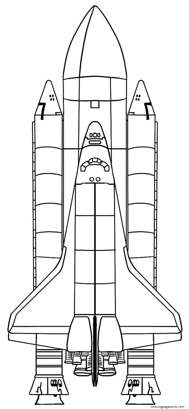 Transbordador espacial con tanque externo y propulsor de cohete de Rocket