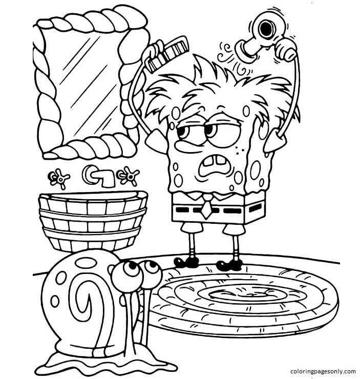 Spongebob and Gary Coloring Page