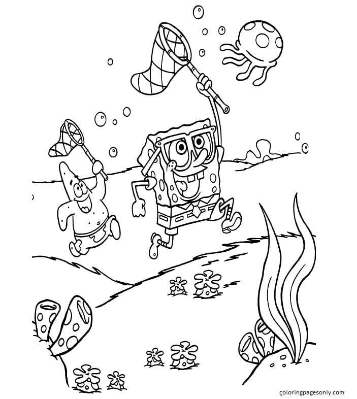 Spongebob And Patrick Hunting Coloring Pages