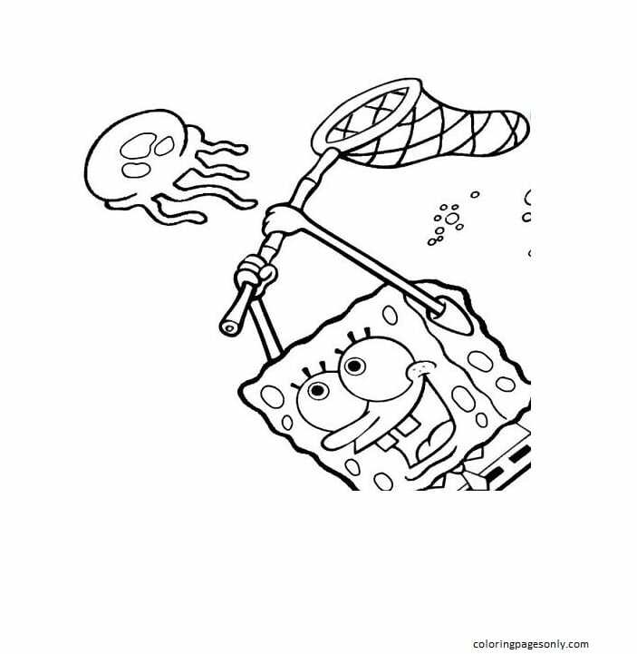 Bob Esponja atrapando medusas de Bob Esponja