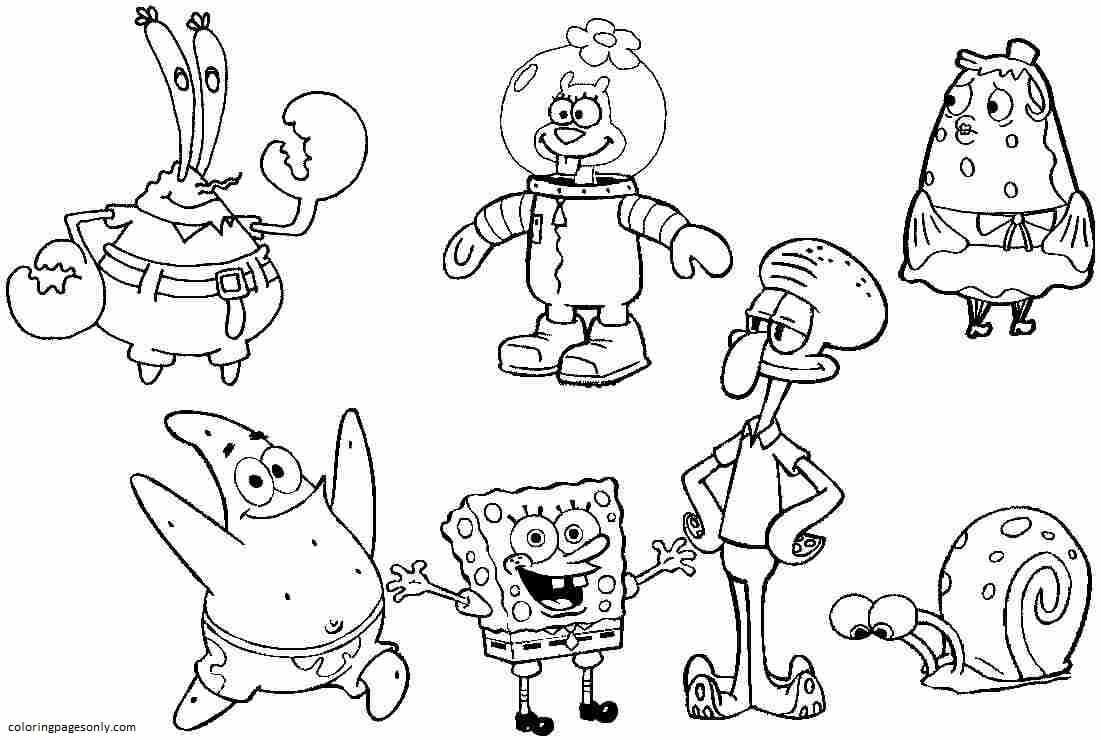 Spongebob Friends Coloring Page