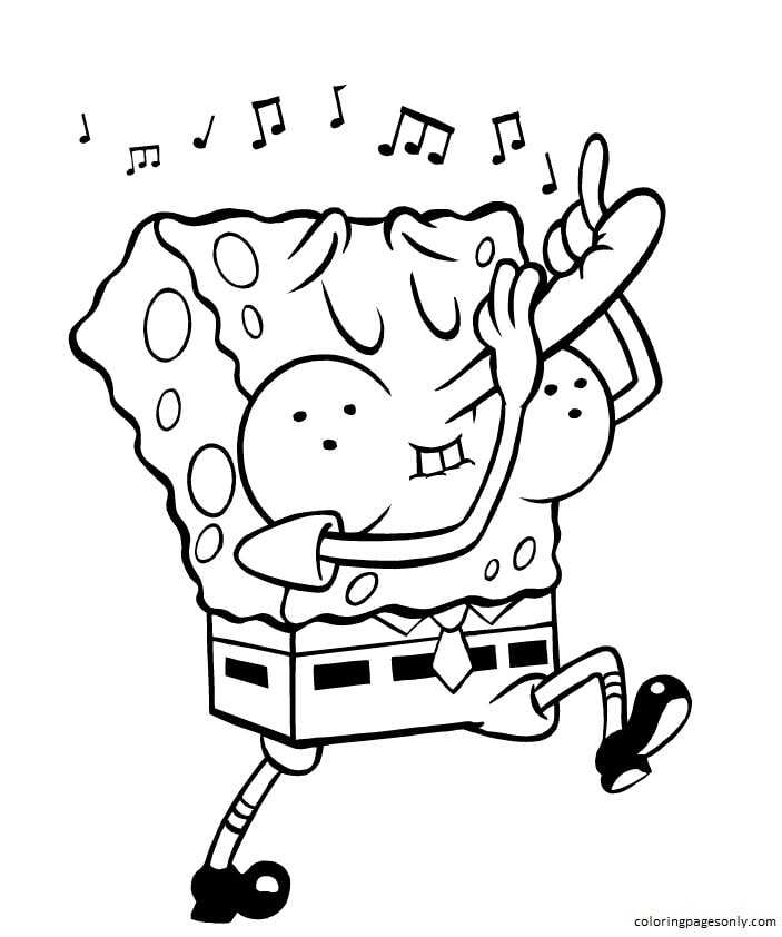 Pagina da colorare di musica Spongebob