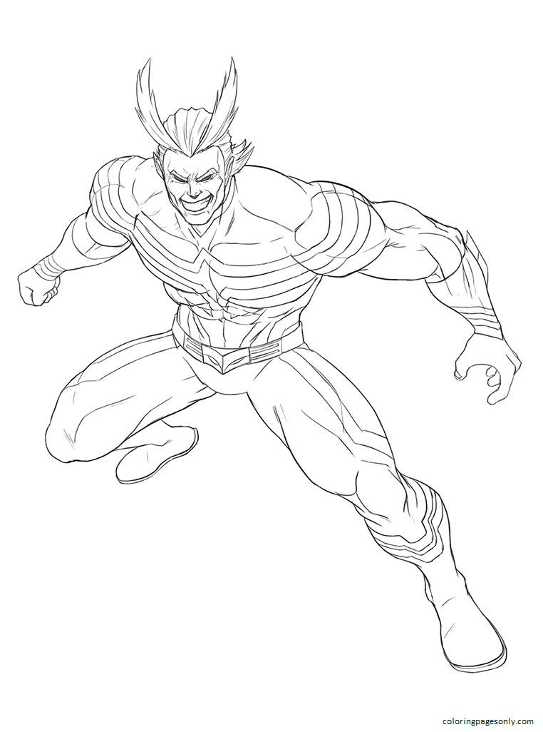 Strong All Might Coloring Page