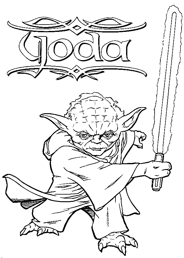 Página para colorir forte Yoda