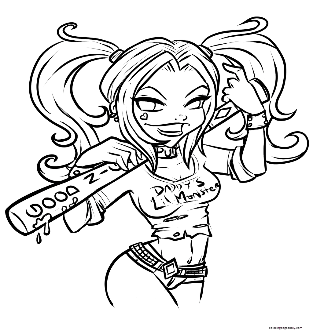 Suicide Squad Harley Lines By Meeki Coloring Pages