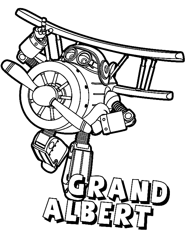 Dancer Transfroming robot Grand Albert from Super Wings Coloring Pages
