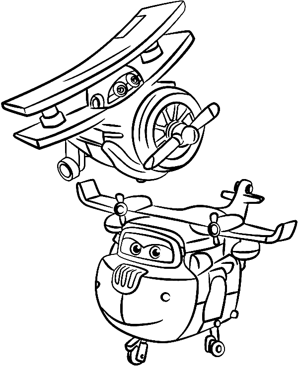 Grand Albert and Donnie from Super Wings Coloring Page