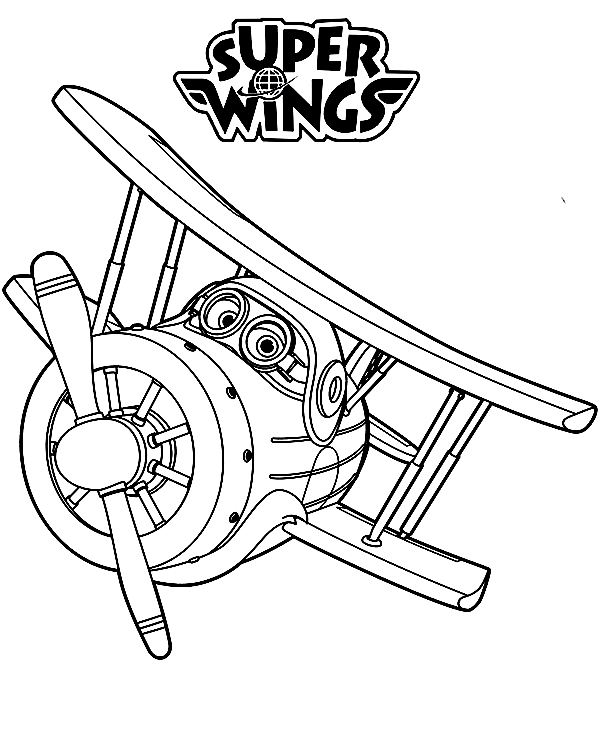Grand Albert from Super Wings may be a rusty airplane Coloring Page