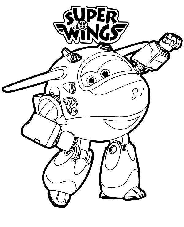 Trasformare il robot Mira dalla pagina da colorare di Super Wings