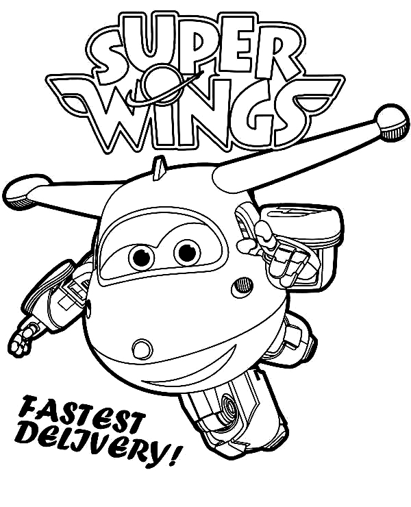 Jett from Super Wings known as the fastest delivery Coloring Page