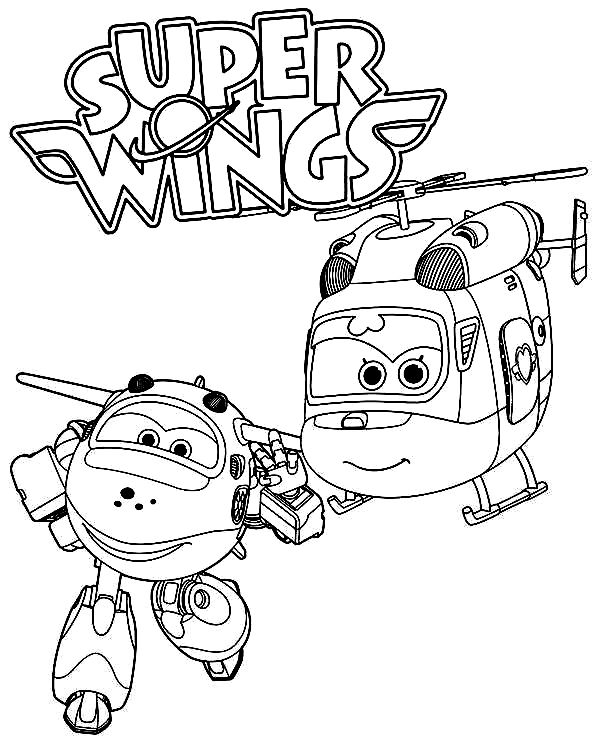 Jett e Dizzy sono i migliori amici in Super Wings Coloring Page