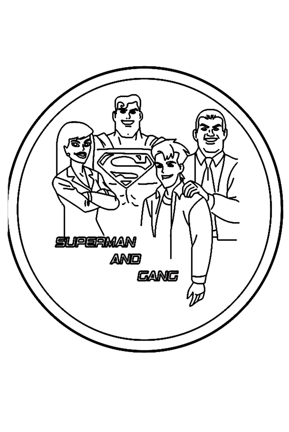 Superman And His Group Coloring Page