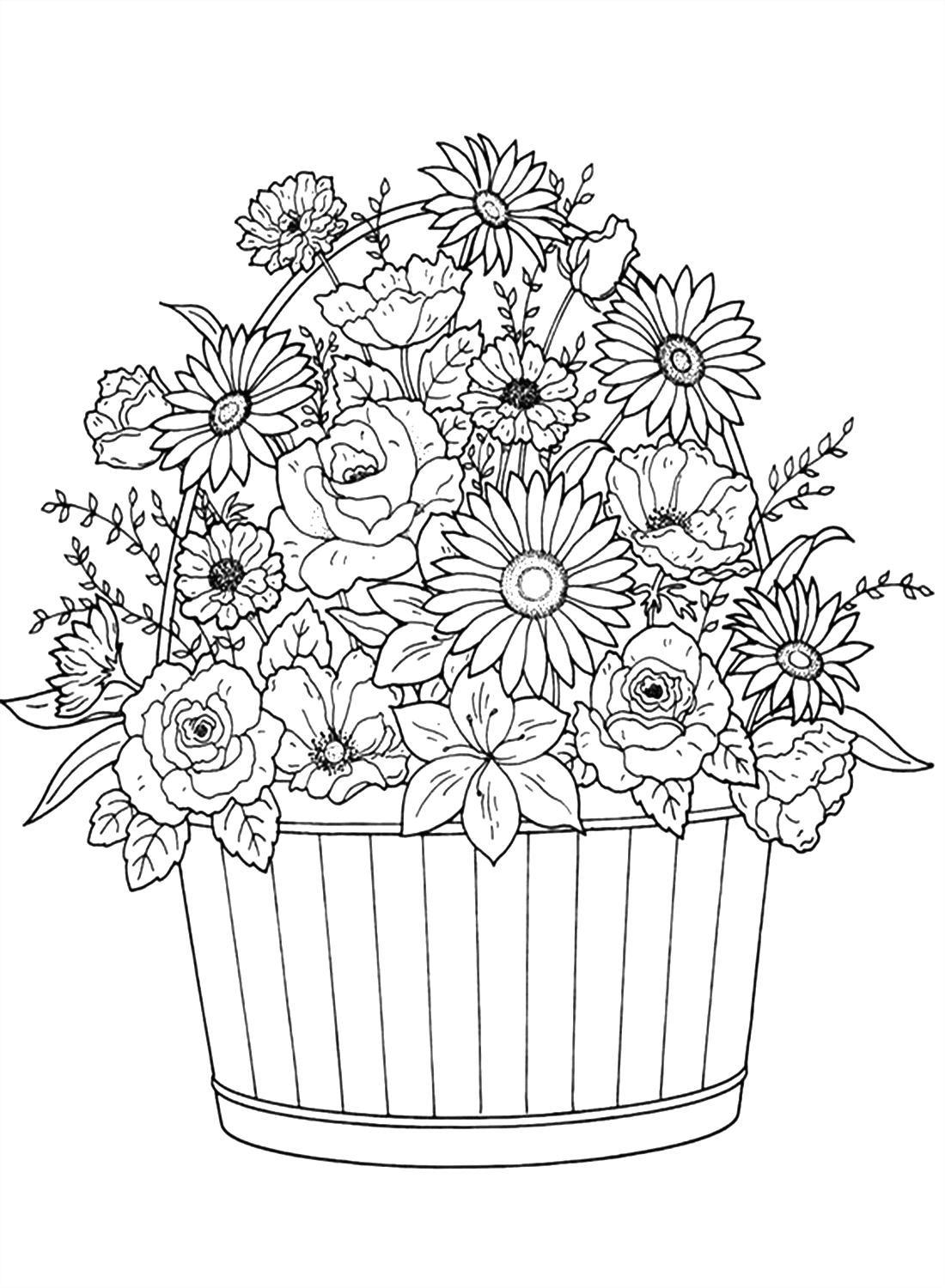 A cesta de flores da primavera