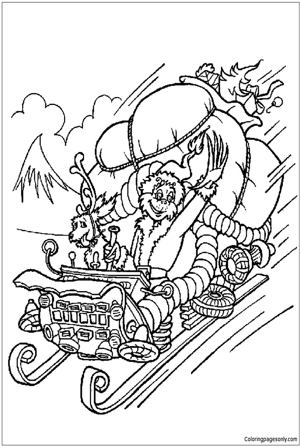The Grinch Steals Christmas Gifts Coloring Pages